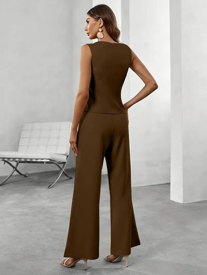 Women’s Two Piece Set with Top and Wide‑Leg Trousers