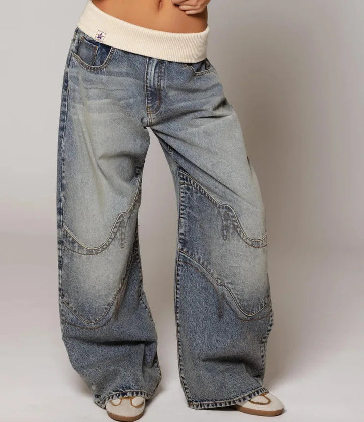 Women’s Wide‑Leg Pants with Contrasting Waistband
