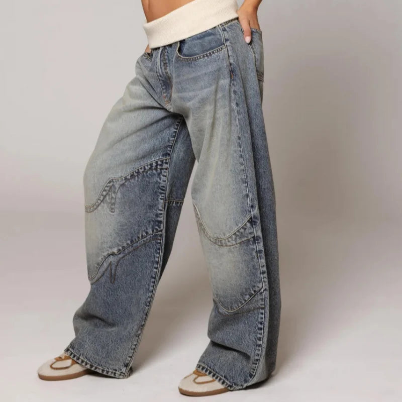 Women’s Wide‑Leg Pants with Contrasting Waistband