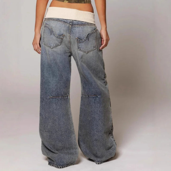 Women’s Wide‑Leg Pants with Contrasting Waistband