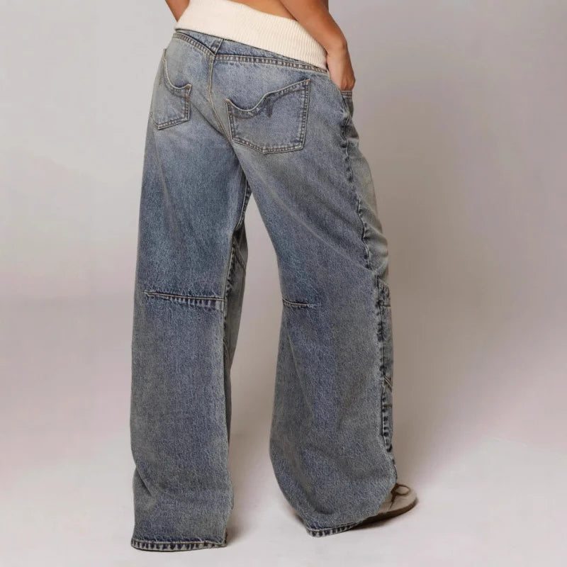 Women’s Wide‑Leg Pants with Contrasting Waistband