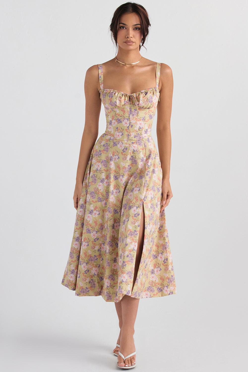 Women’s Bustier Dress with Shoulder Straps and Side Zipper