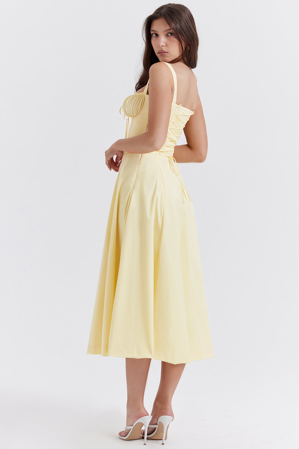 Women’s Bustier Dress with Shoulder Straps and Side Zipper